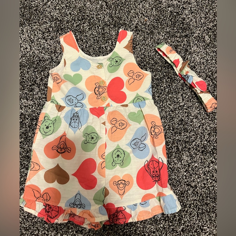 Disney Kids One Piece with Headband - Multicolor Hearts